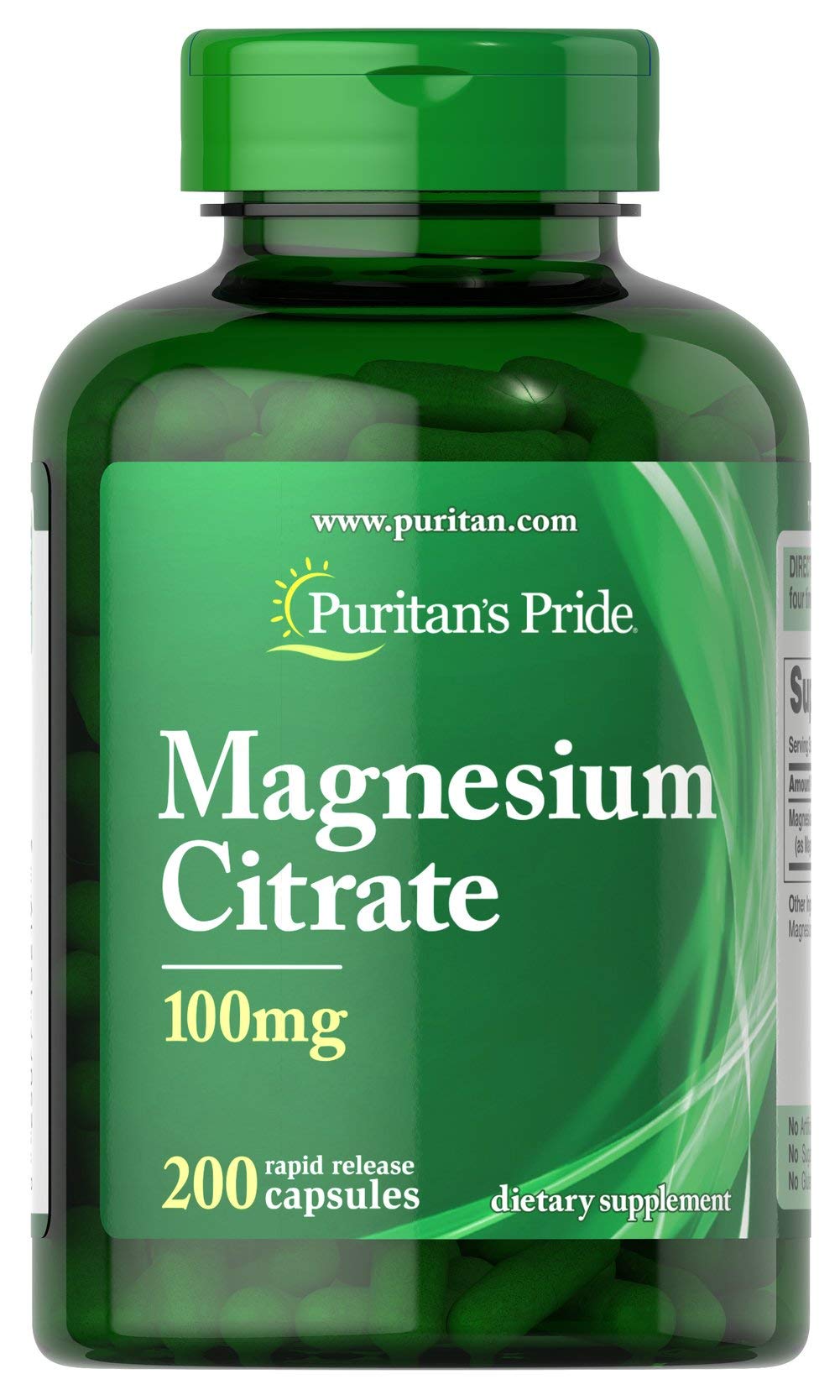 Magnesium Citrate 100 mg bottle – Puritan's Pride, 200 count