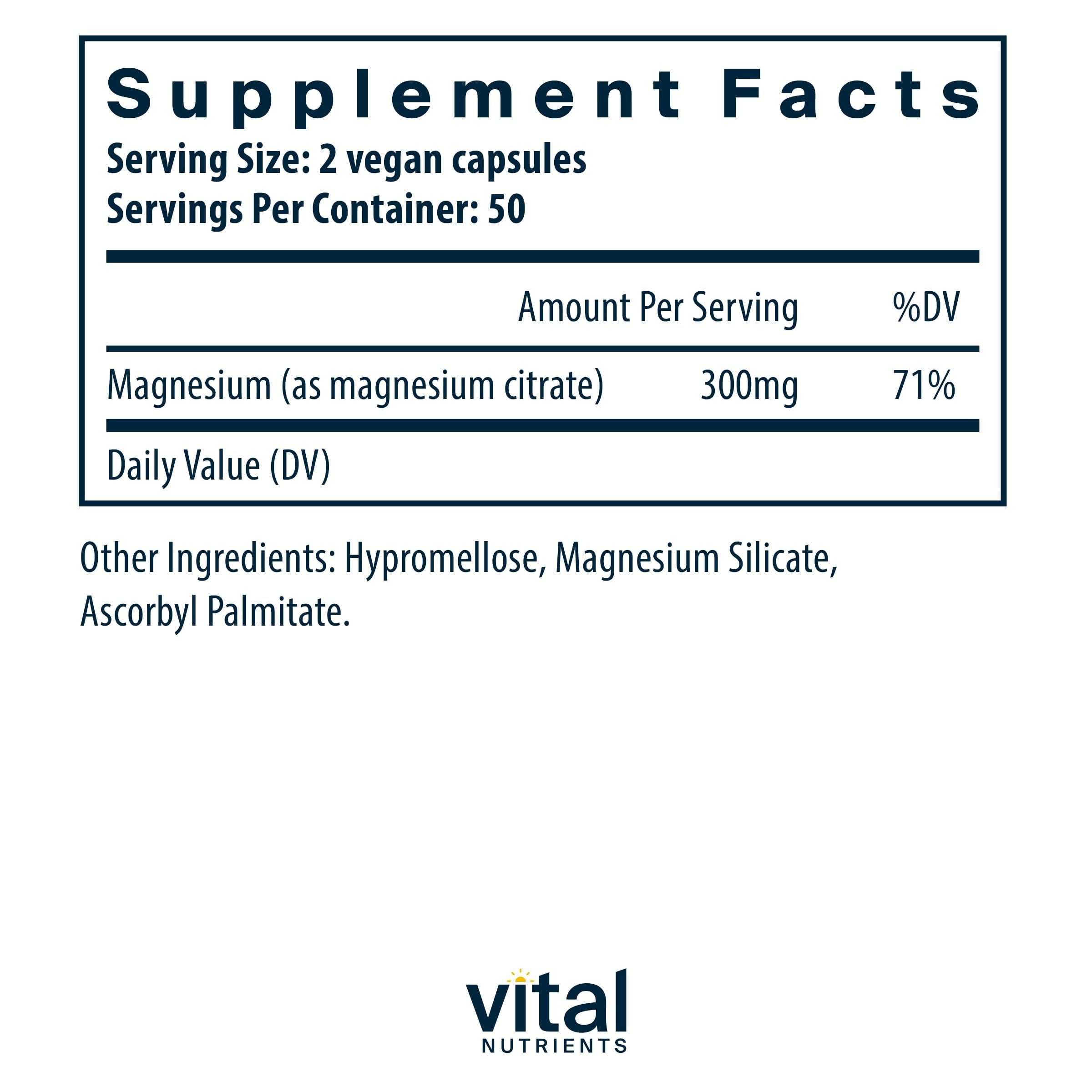 Close-up of magnesium citrate capsules (150mg)
