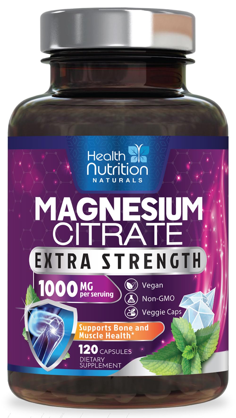 Bottle of Magnesium Citrate Capsules 1000mg (120 capsules)