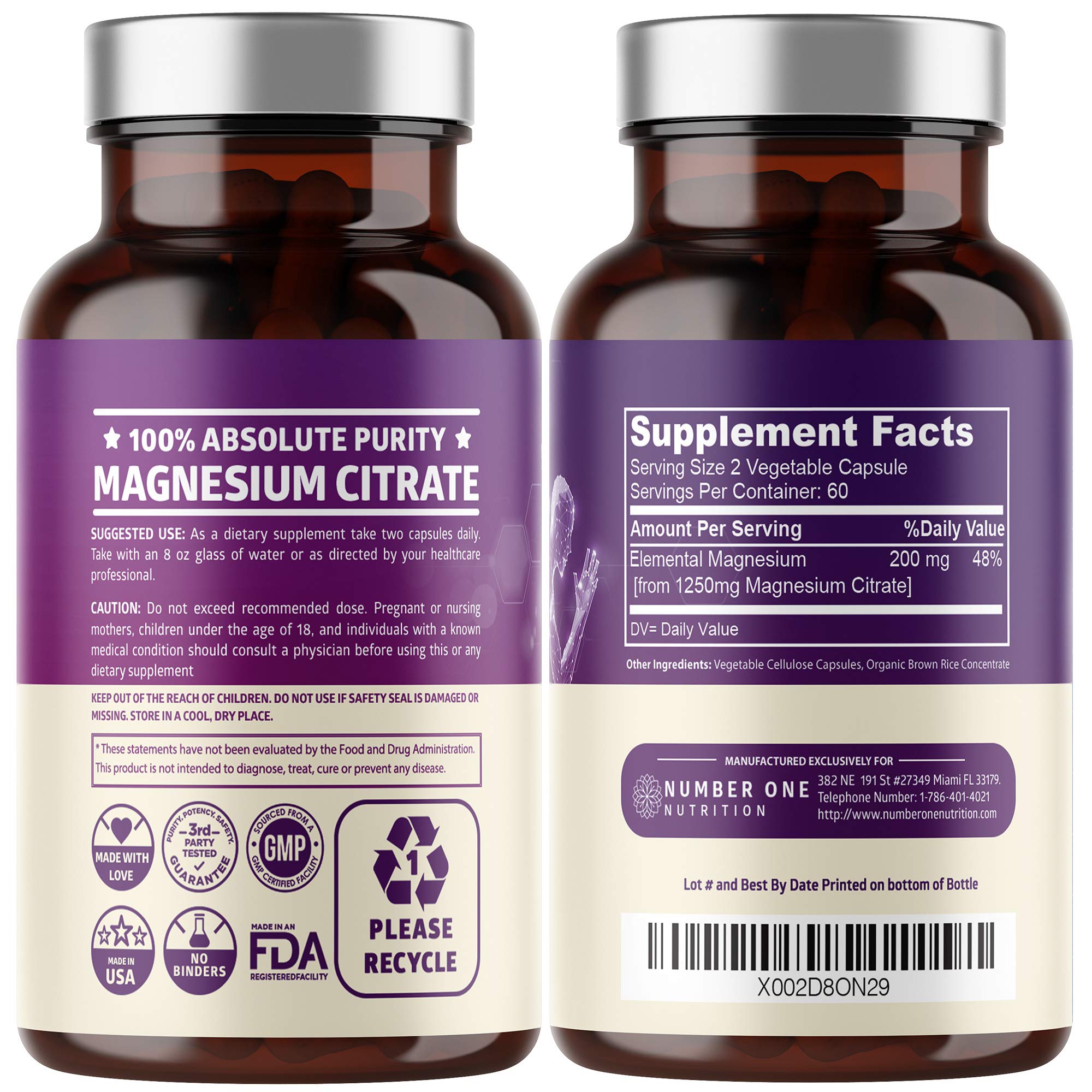 Close-up shot of magnesium citrate capsules with bottle in the background
