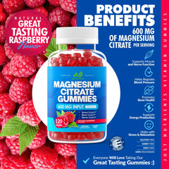 Gummies spilling from bottle in raspberry flavor