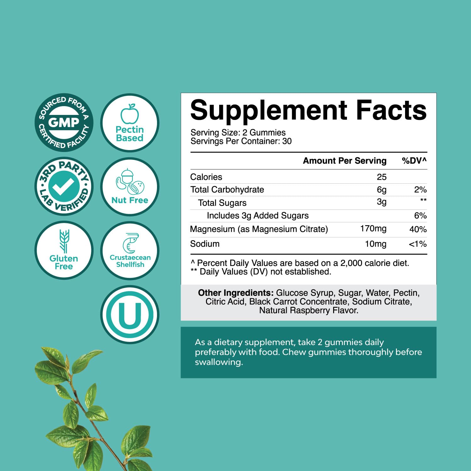 Magnesium citrate gummies with raspberry flavor for relaxation