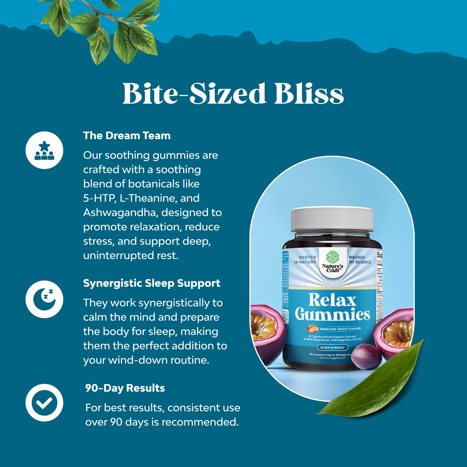 Magnesium citrate gummies with L-theanine and ashwagandha ingredients
