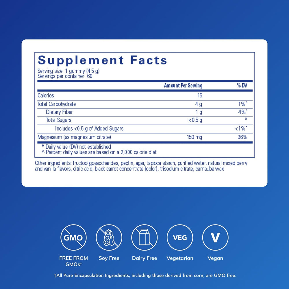 Close-up of magnesium citrate gummy with berry-vanilla flavor