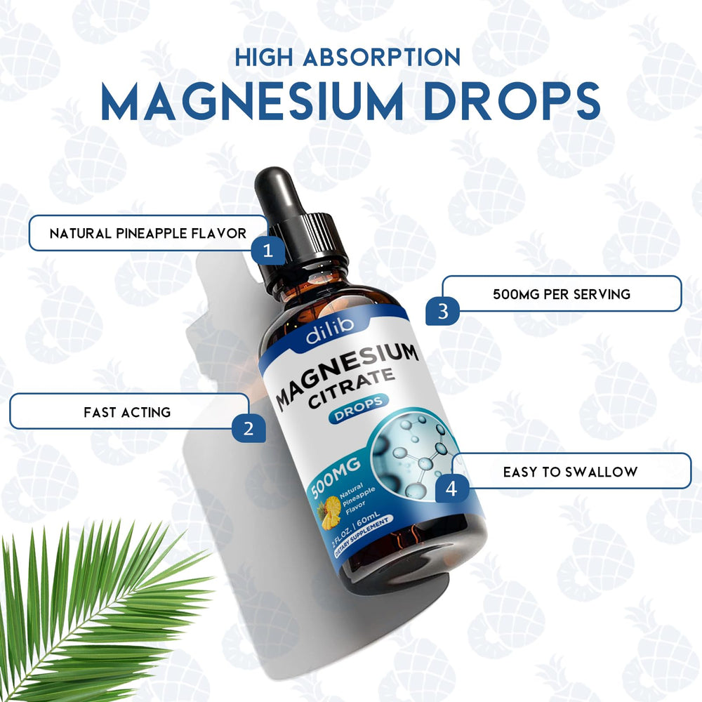 Label of Magnesium Citrate Liquid Drops Pineapple 500mg
