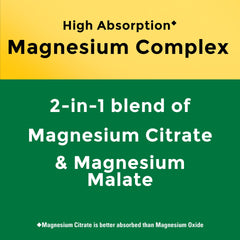Graphic illustrating magnesium citrate and magnesium malate blend
