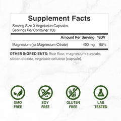 Non-GMO, gluten-free magnesium citrate supplement