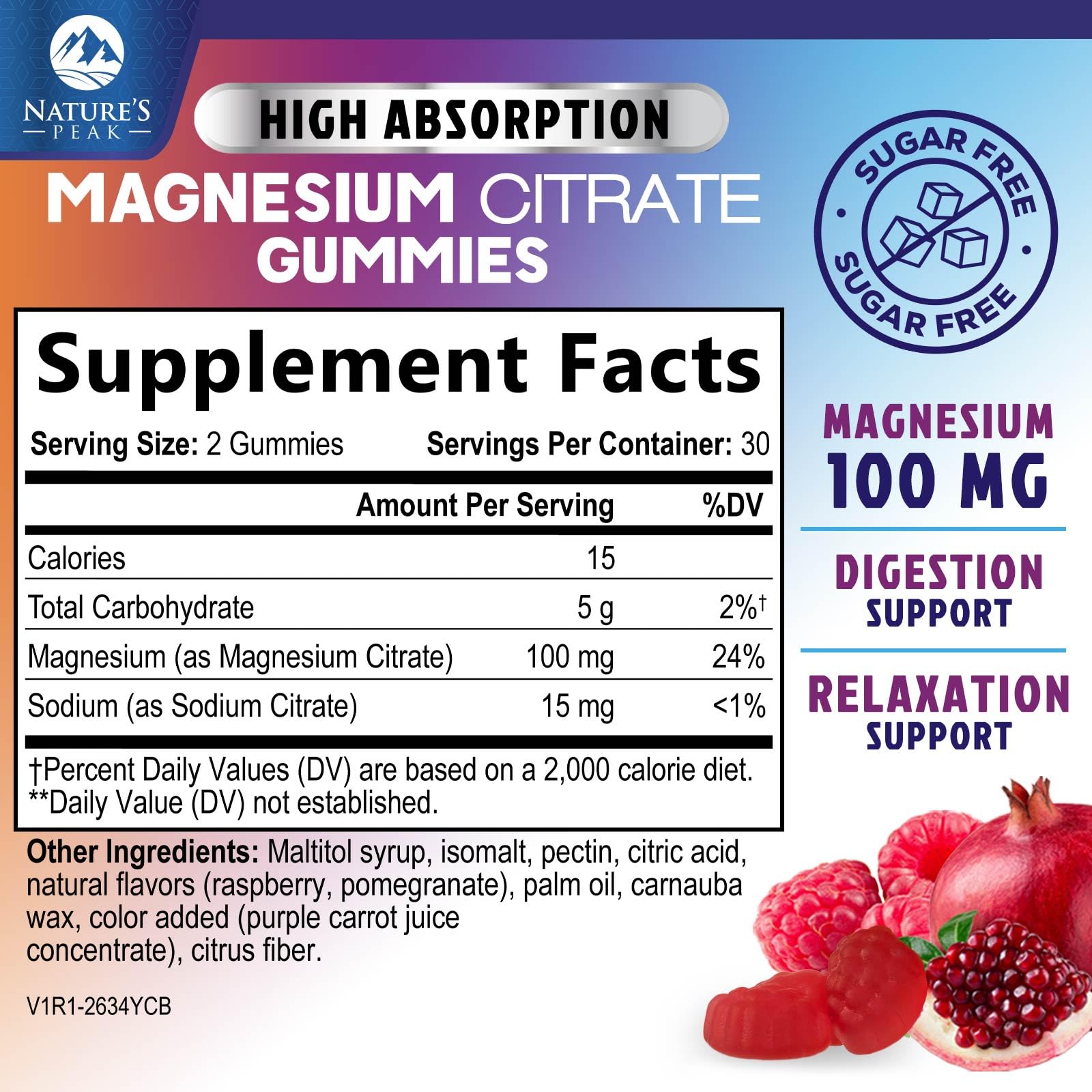Sugar-free magnesium citrate gummies in a bottle