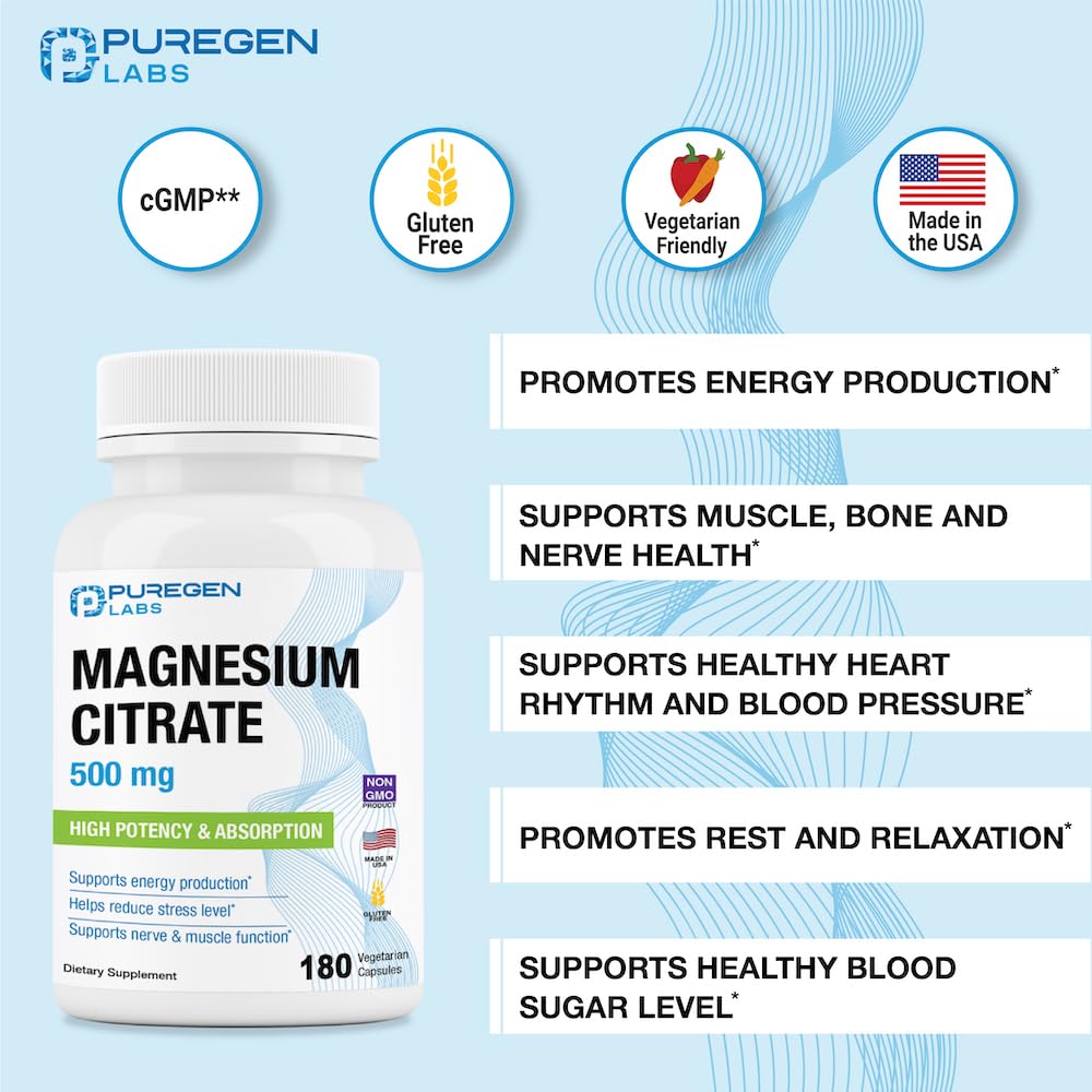 Made in USA magnesium citrate formula, vegetarian-friendly
