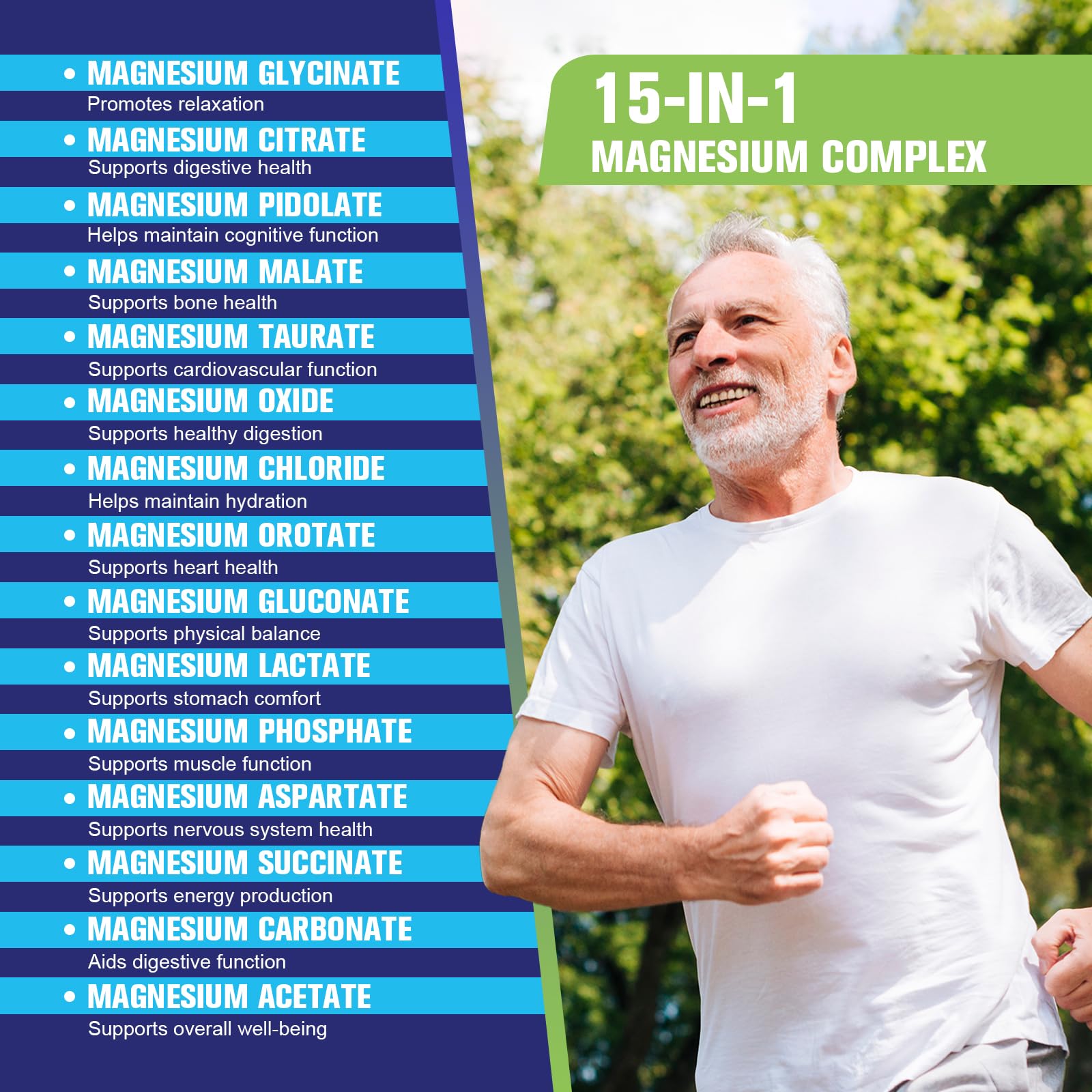 Vegan magnesium supplement bottle on white background with 60-day supply