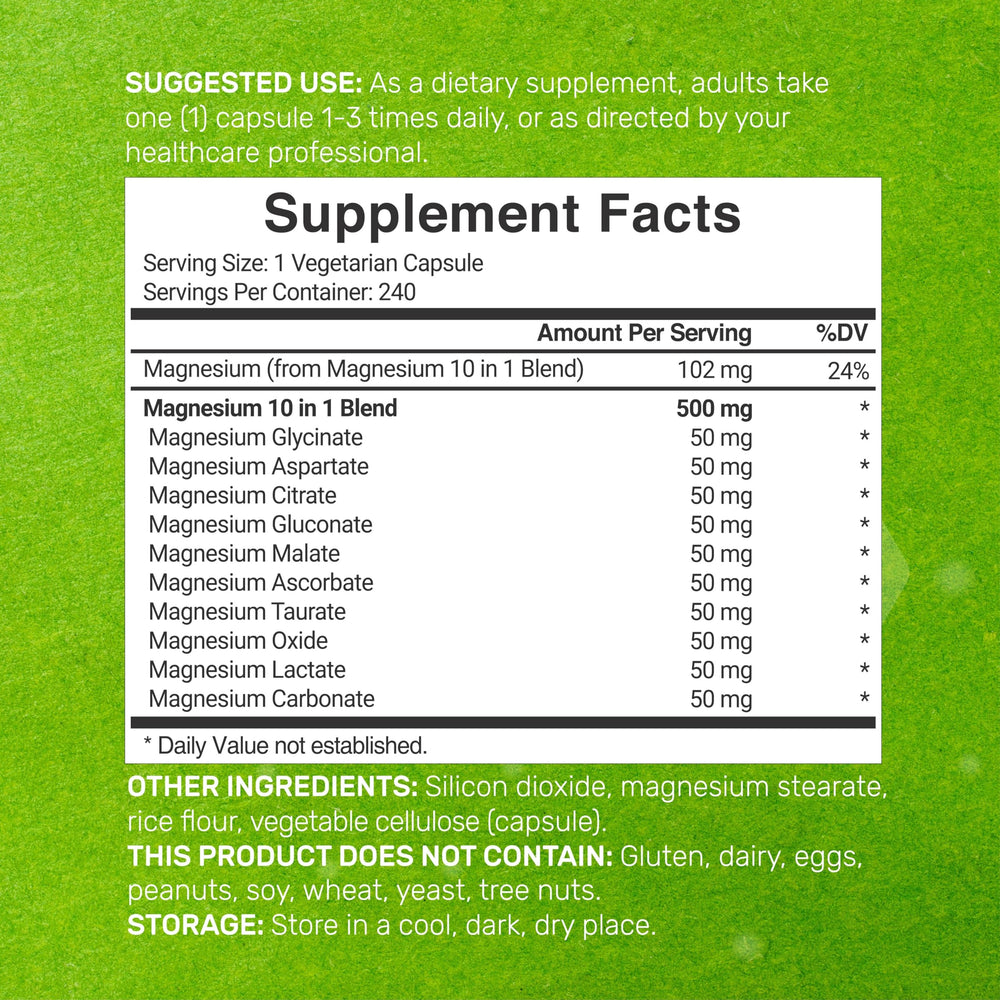 Close-up of vegetarian capsules for magnesium complex