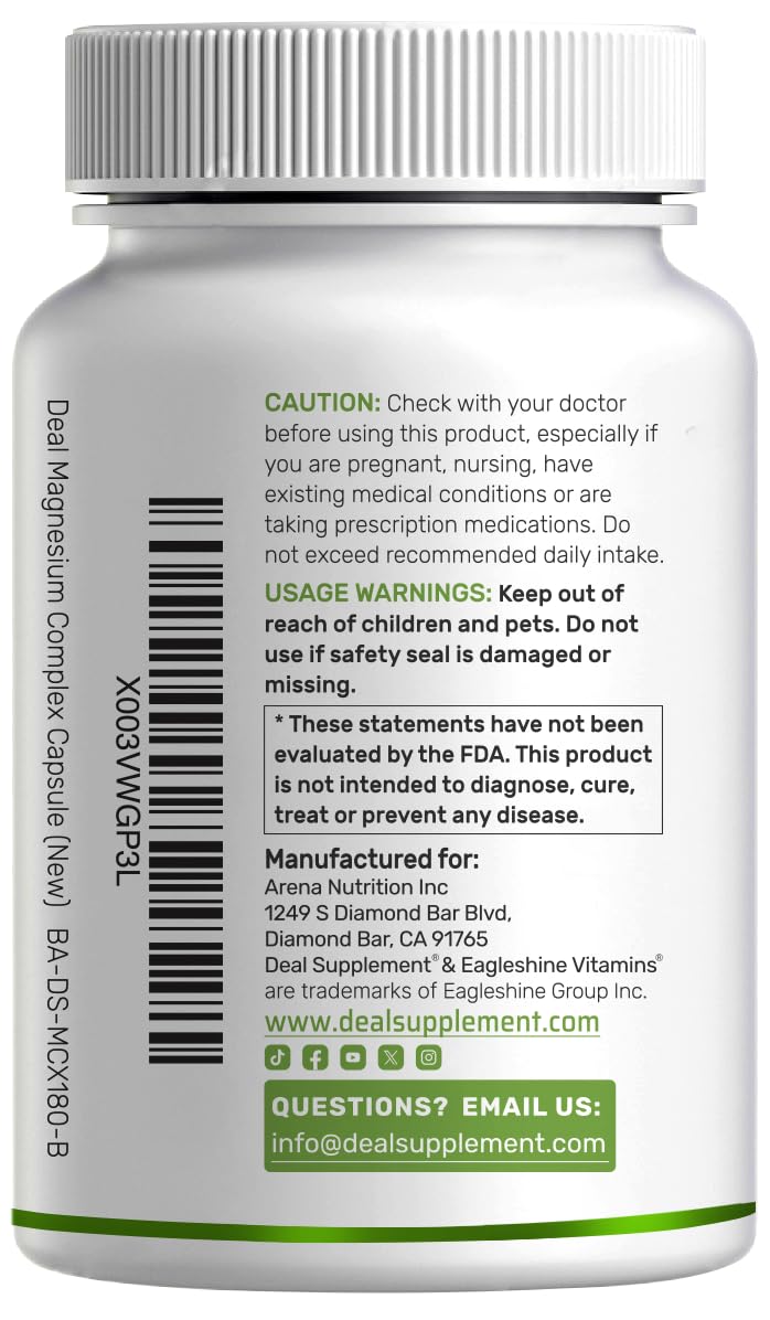 Front packaging of magnesium complex supplement