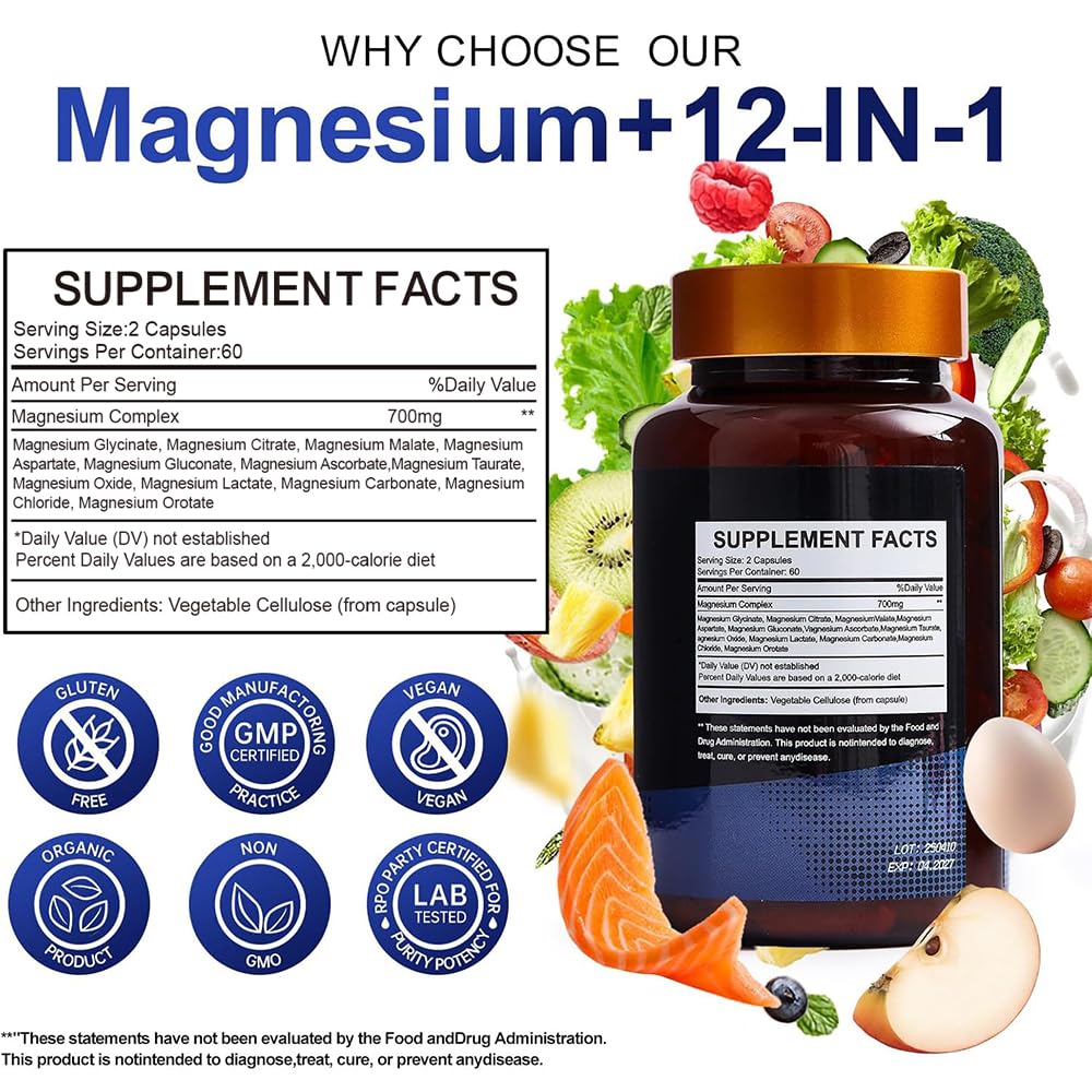 Label showing 12 forms of magnesium