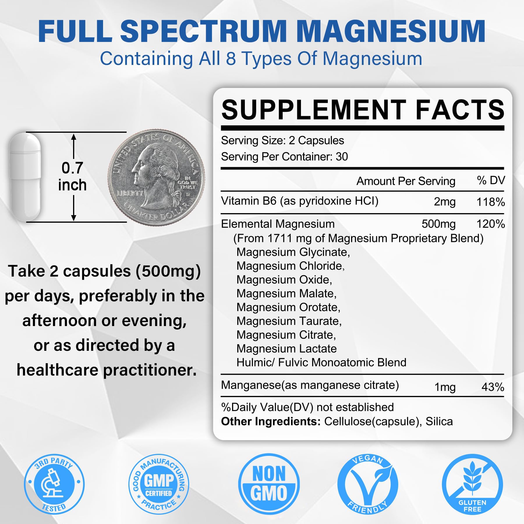 Back label showing 8 magnesium forms and capsule count