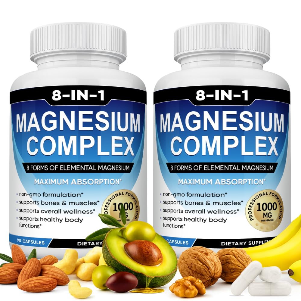 Bottle of Magnesium Complex 8-in-1 1000mg with 180 capsules