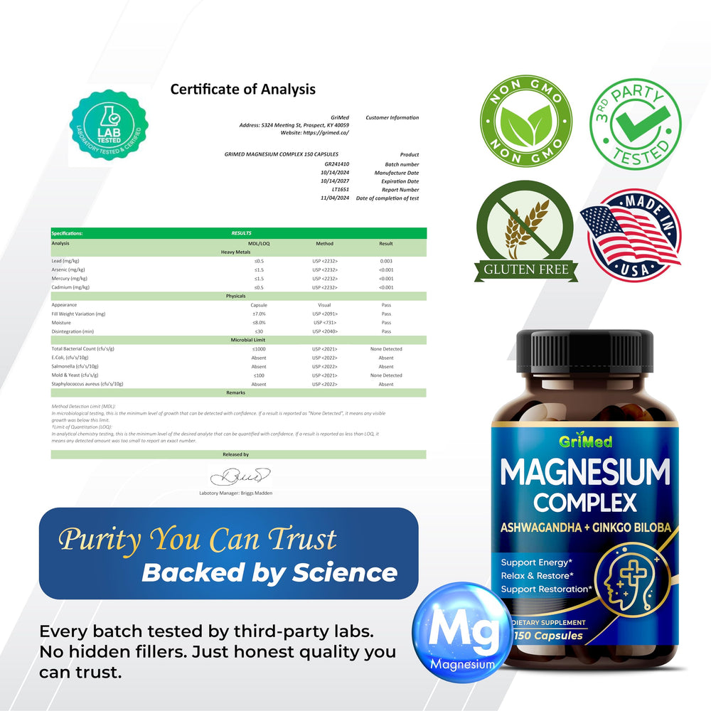 Label highlighting ingredients and third-party testing