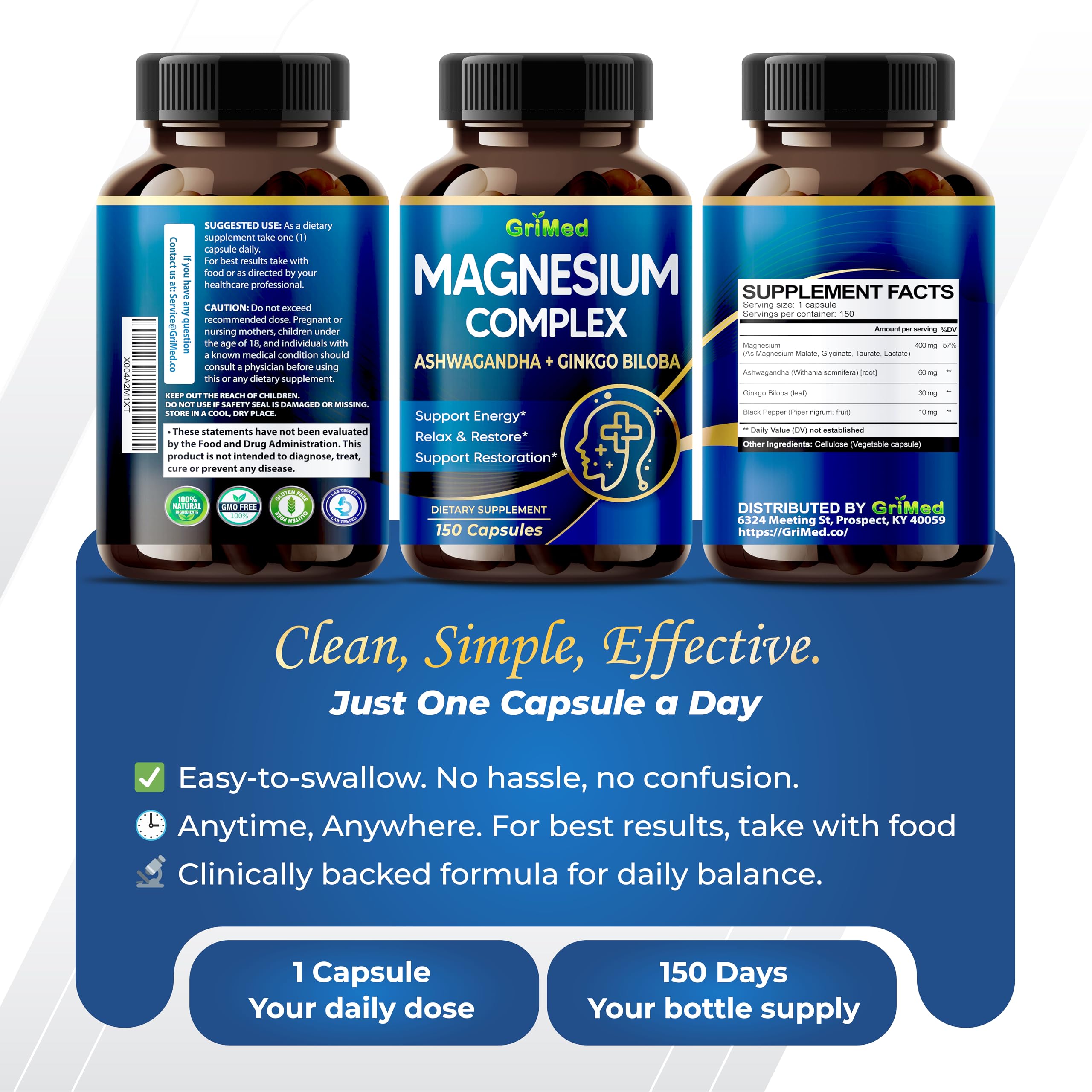 Product shot of Magnesium Complex bottle on white background