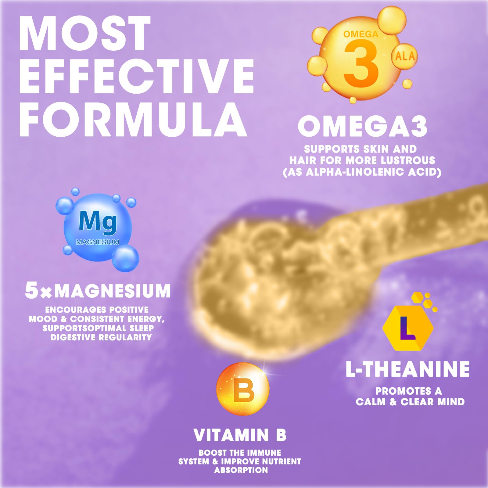 Label listing five forms of magnesium: glycinate, oxide, taurate, citrate and malate