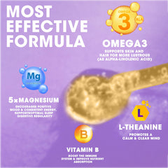 Label listing five forms of magnesium: glycinate, oxide, taurate, citrate and malate