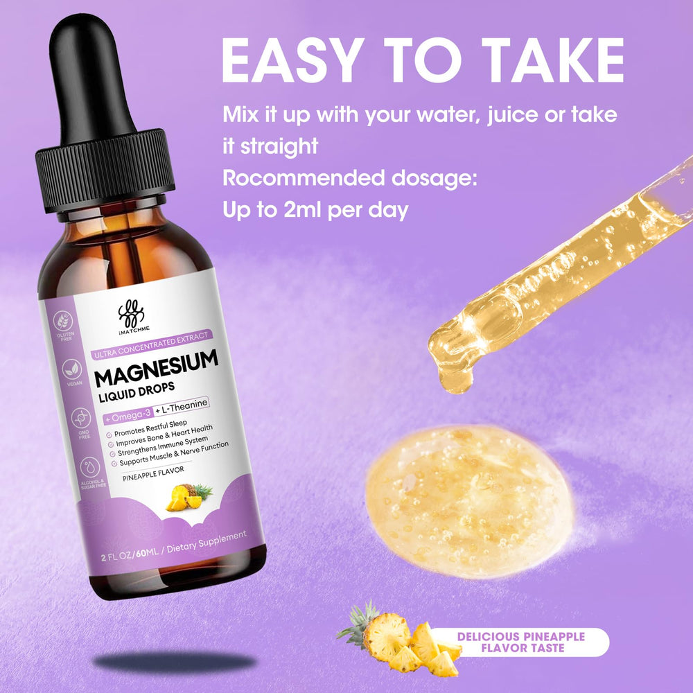 Premium magnesium liquid drops packaging and bottle on a product display