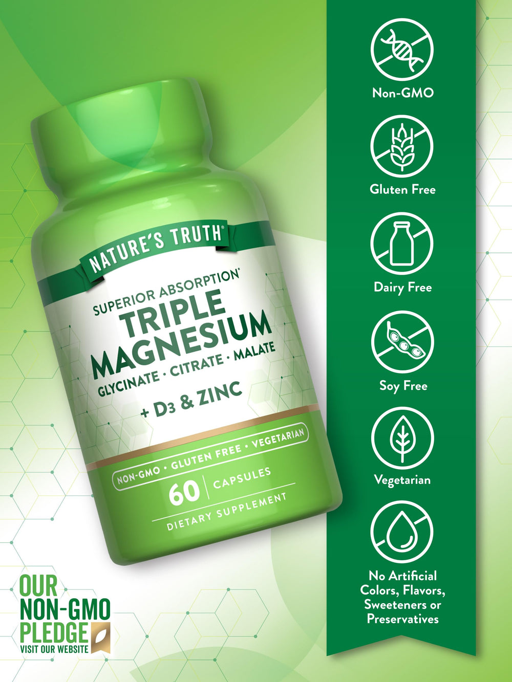Magnesium with Vitamin D3 and Zinc in vegetarian capsules