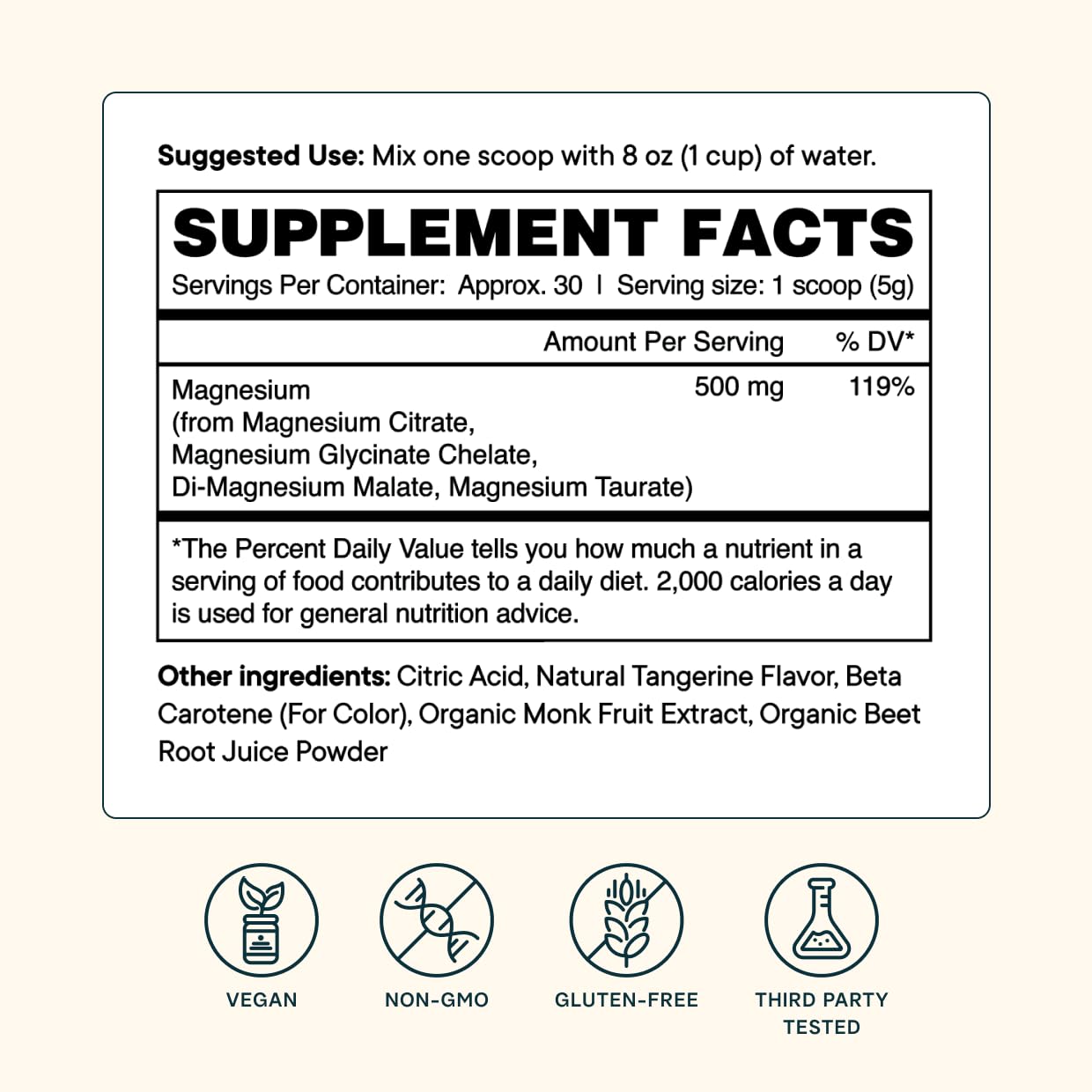 Close-up of di-magnesium malate form