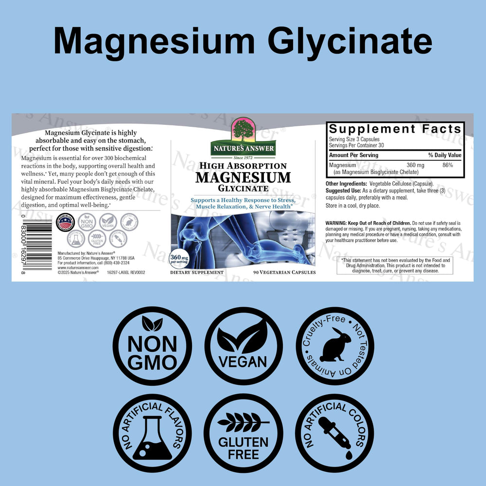 Label close-up showing 360 mg per serving