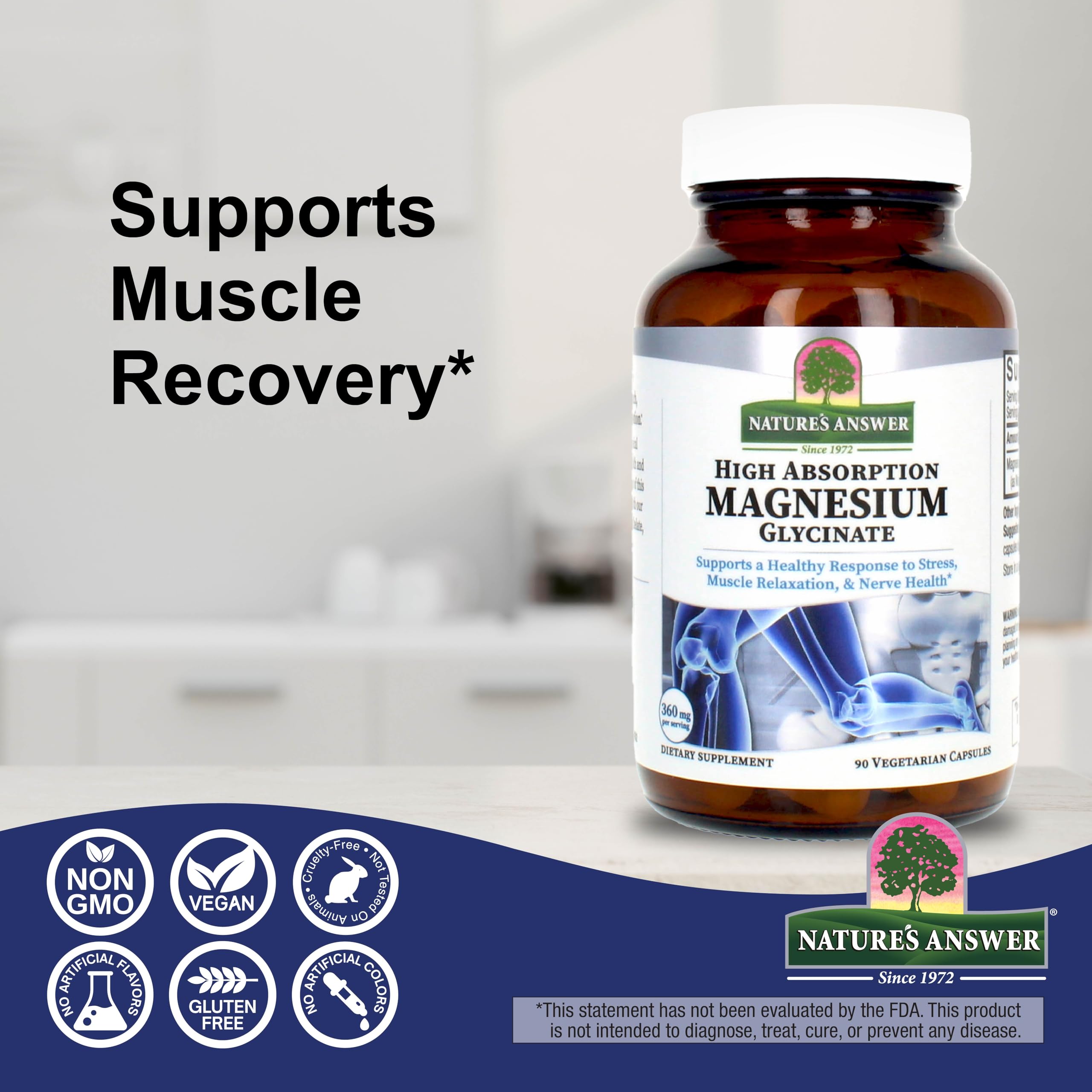 Gluten-free badge on magnesium glycinate bottle