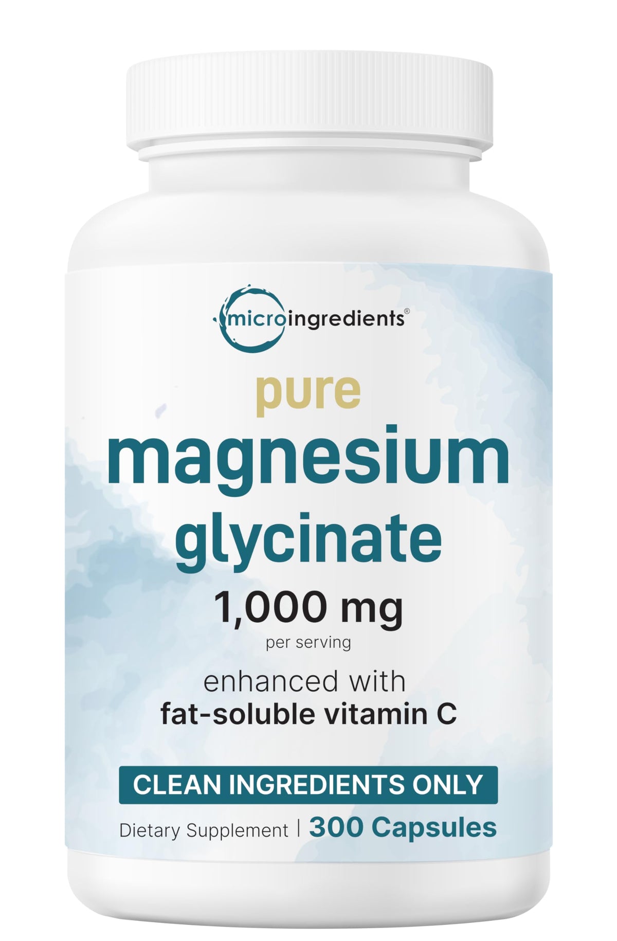 Bottle of Pure Magnesium Glycinate 1000mg with 300 capsules