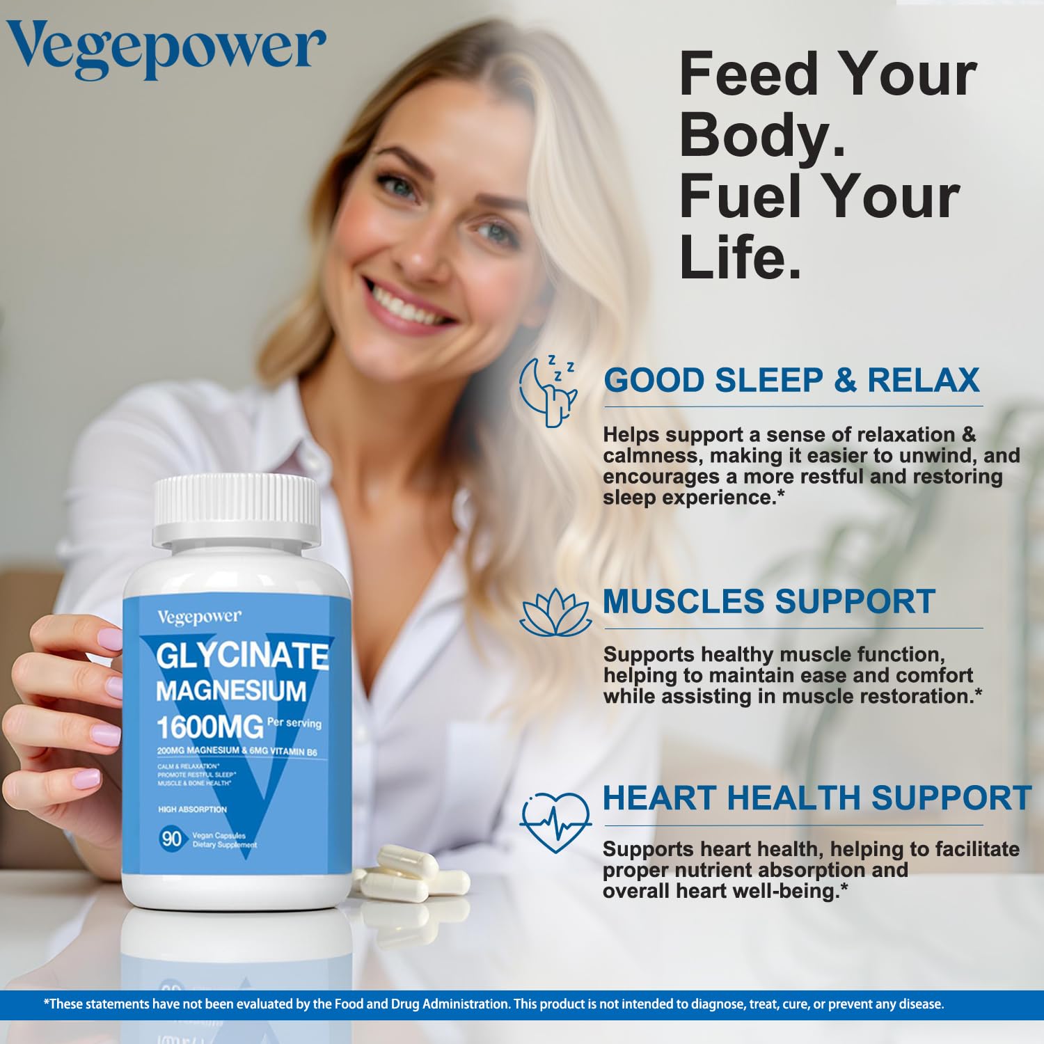 Nutrition facts panel on Magnesium Glycinate bottle