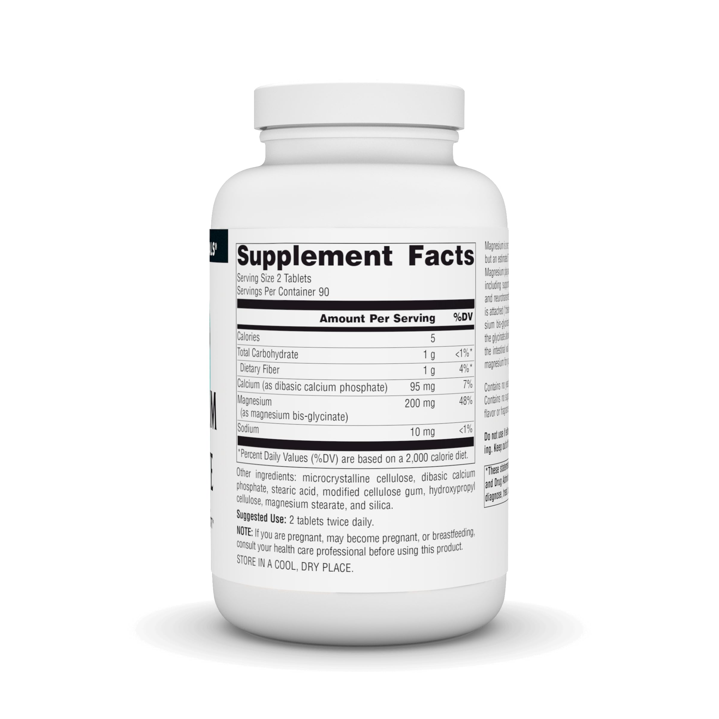 Supplement facts showing 200 mg per serving