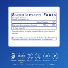 Label for Pure Encapsulations Magnesium Glycinate 360 capsules