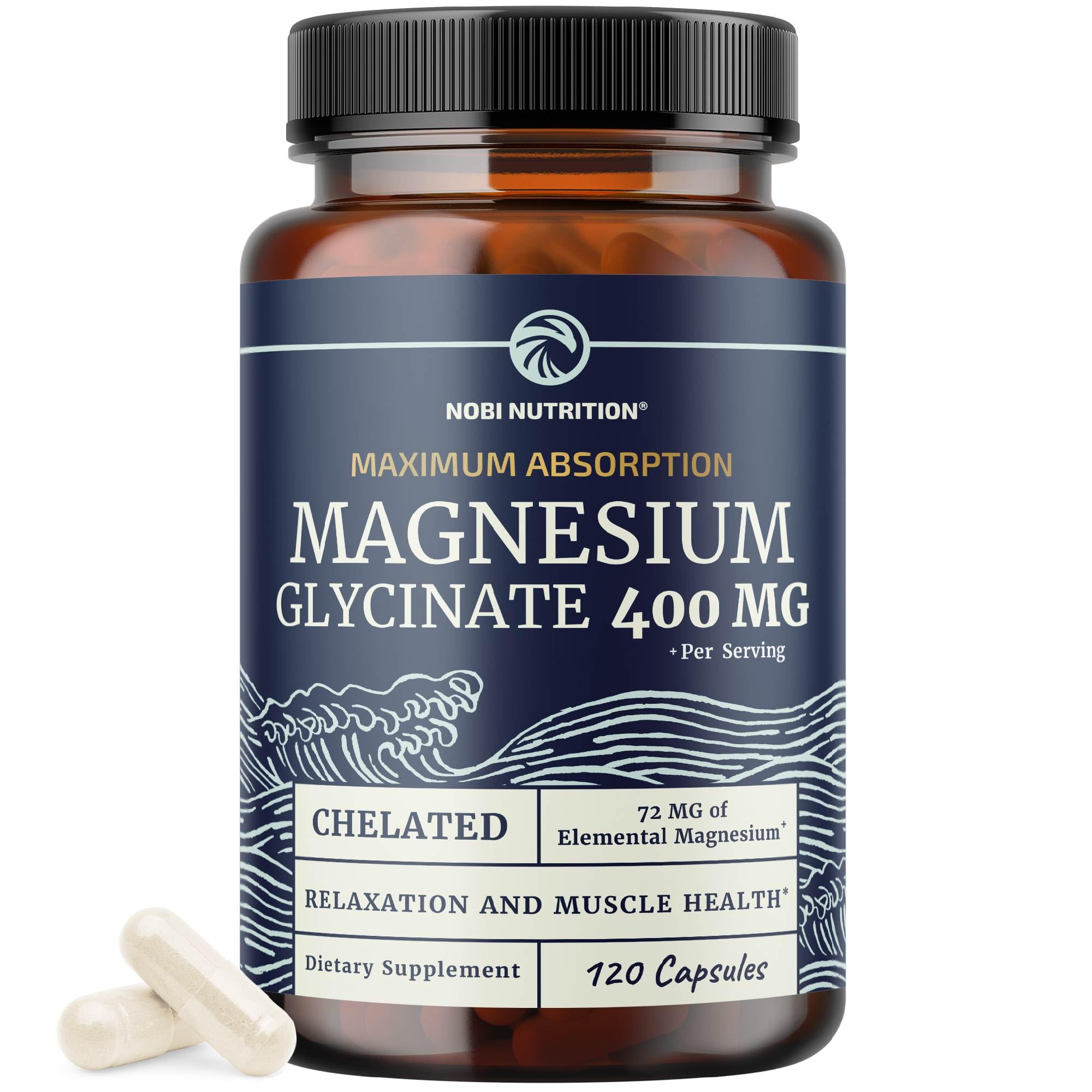 Bottle of Magnesium Glycinate 400mg 120 count - high absorption formula
