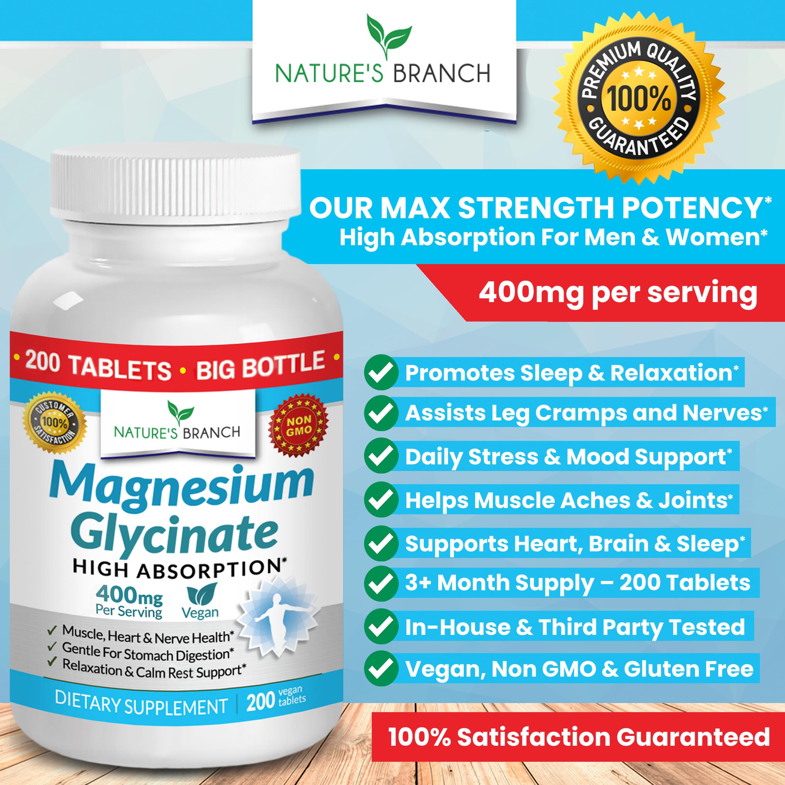 Unbuffered magnesium glycinate tablet ready for digestion