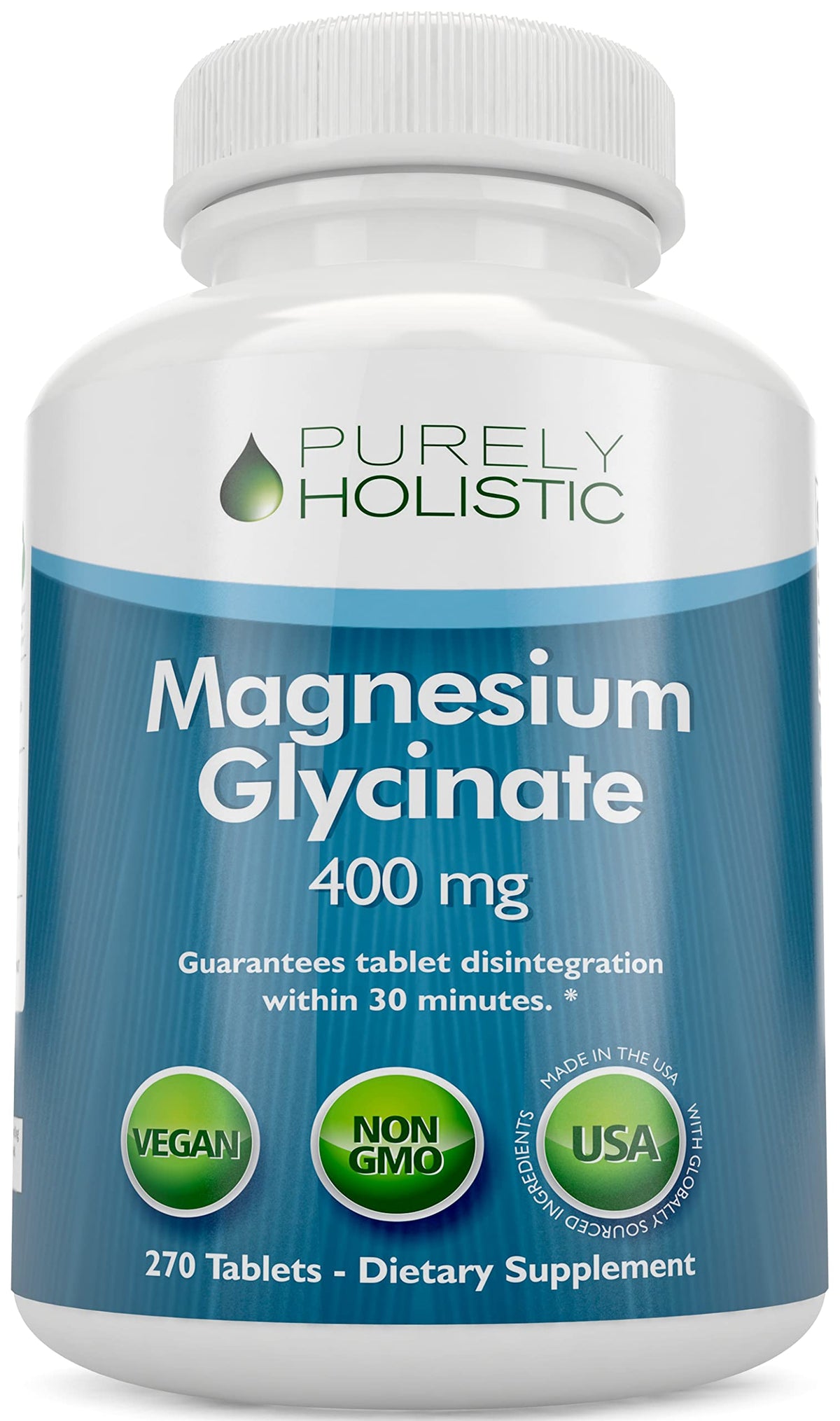 Bottle of Magnesium Glycinate 400mg containing 270 tablets