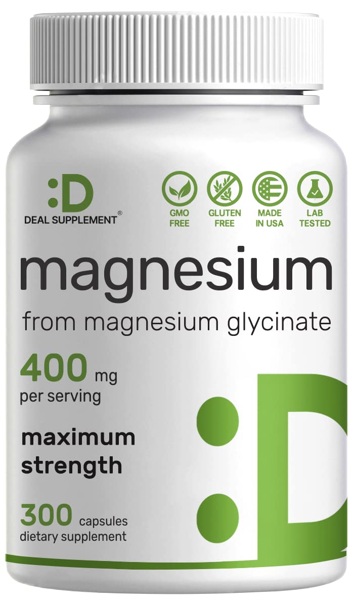 Magnesium Glycinate 400mg bottle front view