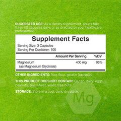 Chelated magnesium glycinate capsules close-up