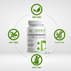 Supplement facts showing 400mg magnesium per serving