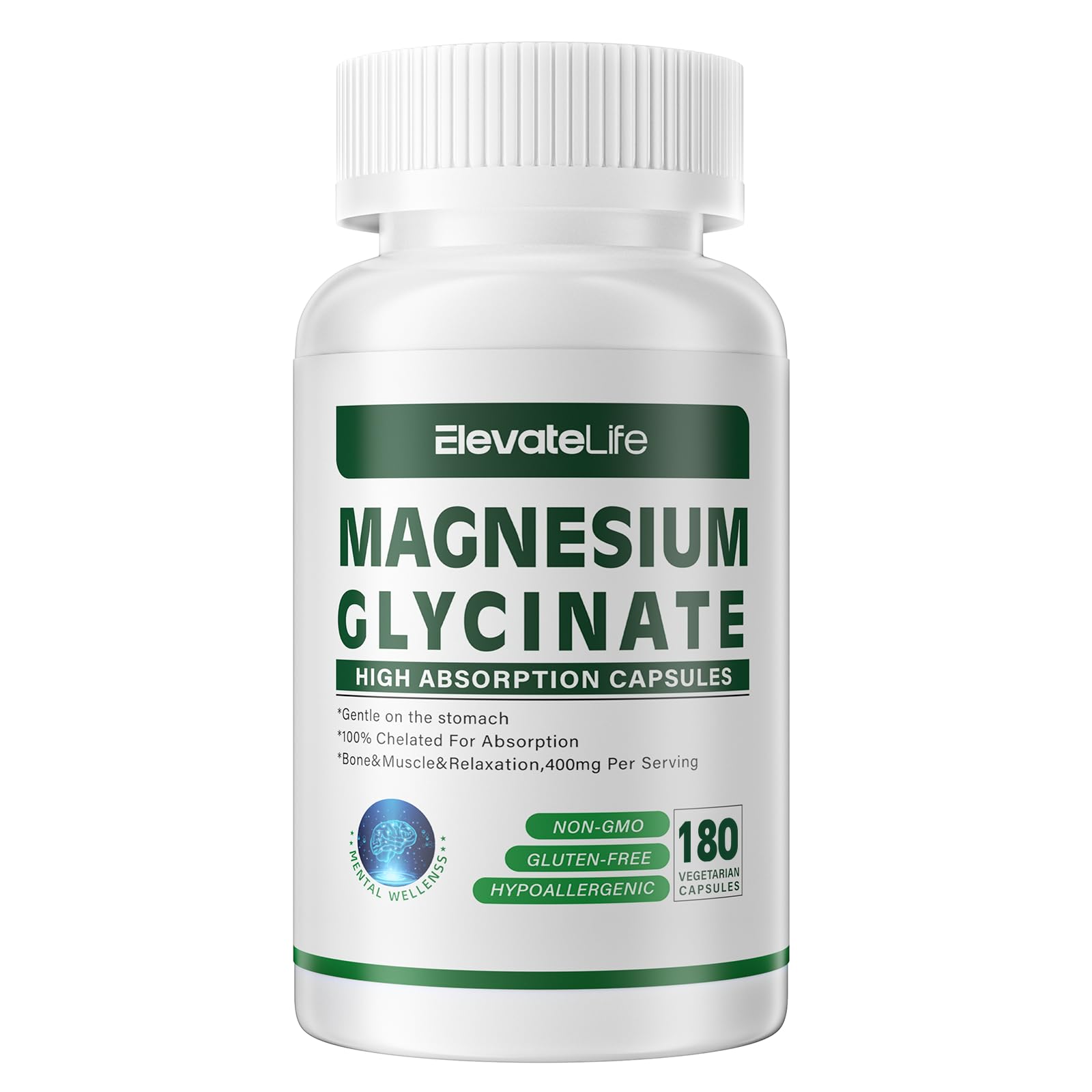 Bottle of Magnesium Glycinate 400 mg capsules