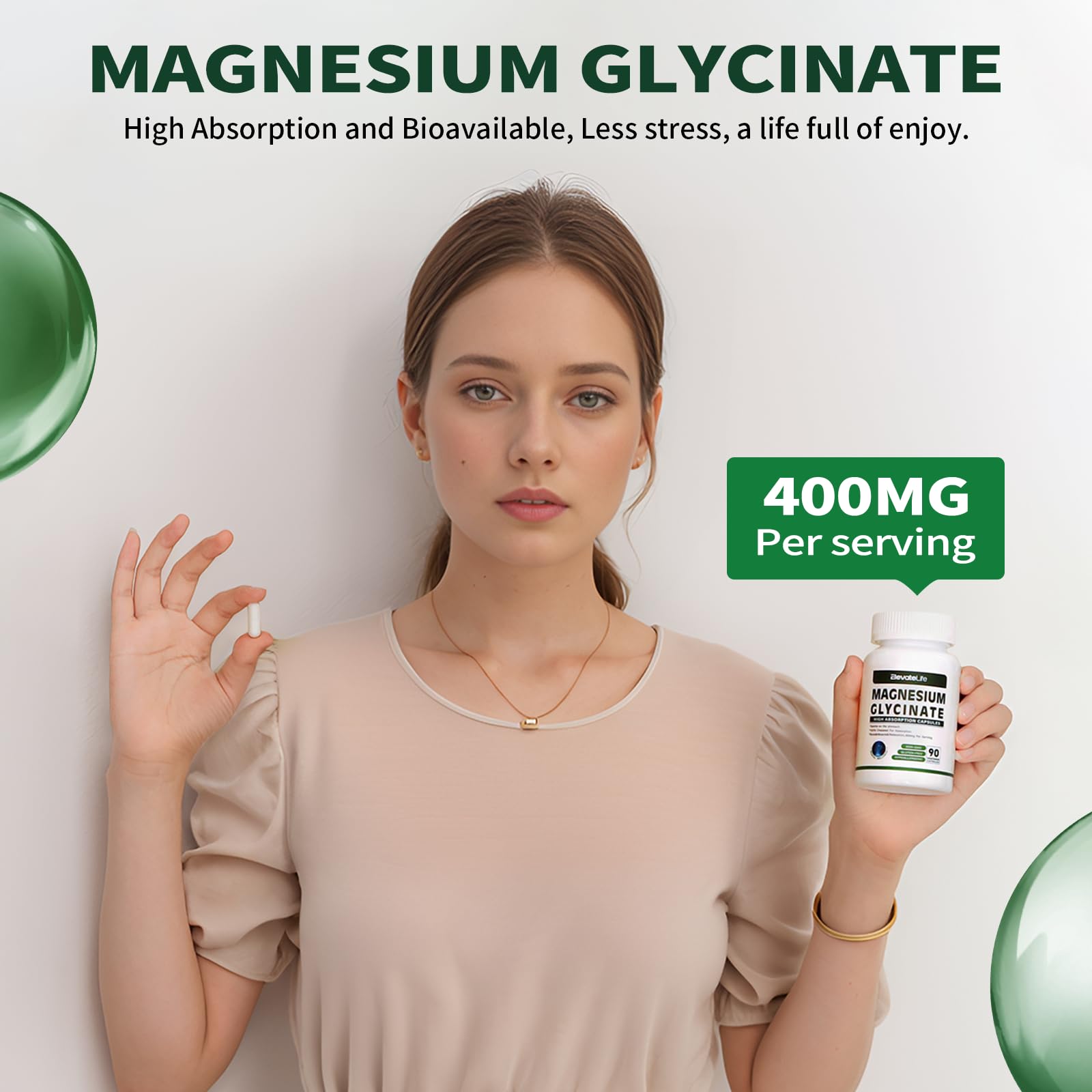 Active lifestyle gym-friendly magnesium glycinate capsules