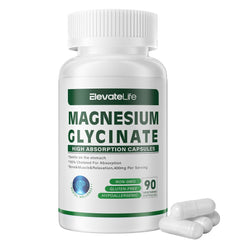 Nutrition label for Magnesium Glycinate 400 mg capsules