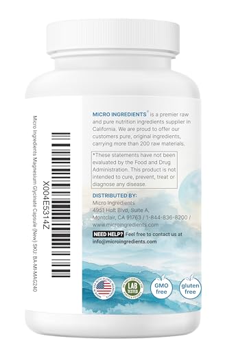 Serving size of three capsules providing 400mg magnesium glycinate