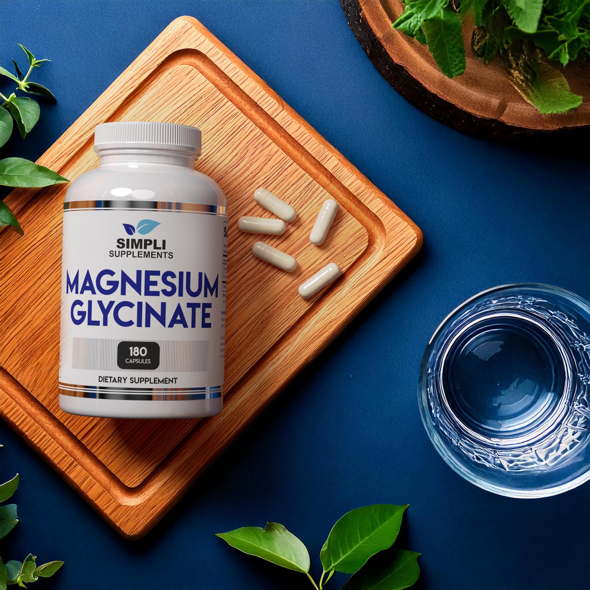 Magnesium glycinate 400mg vegan and non-GMO 180 capsules graphic