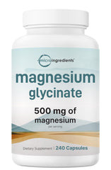 Front view of Magnesium Glycinate 500mg 240 capsules bottle
