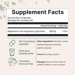 Close-up of magnesium glycinate capsules