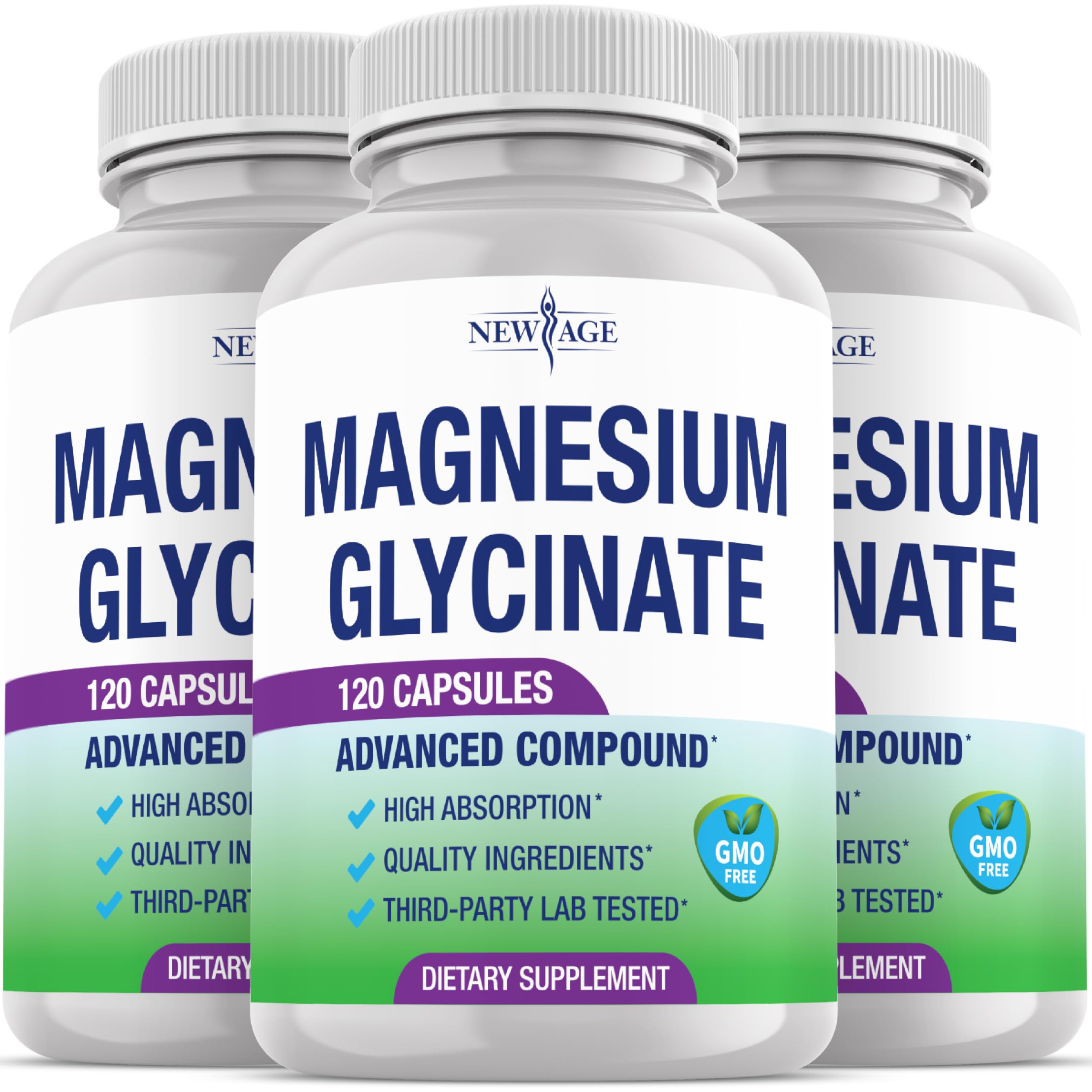 Bottle of Magnesium Glycinate 500mg with 90mg elemental magnesium per capsule
