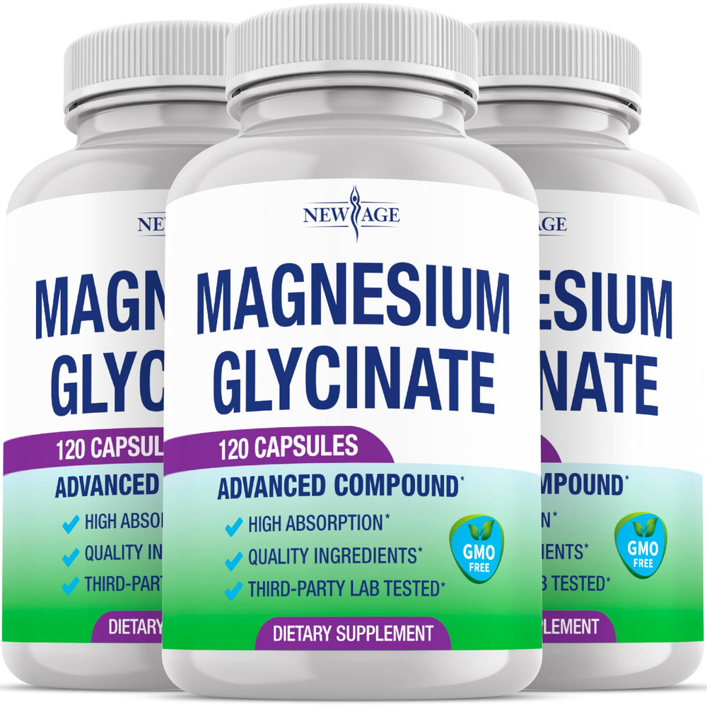 Bottle of Magnesium Glycinate 500mg with 90mg elemental magnesium per capsule