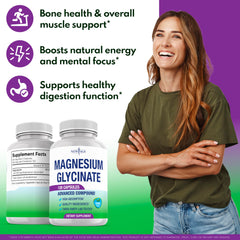 Non-GMO gluten-free magnesium glycinate supplement bottle label