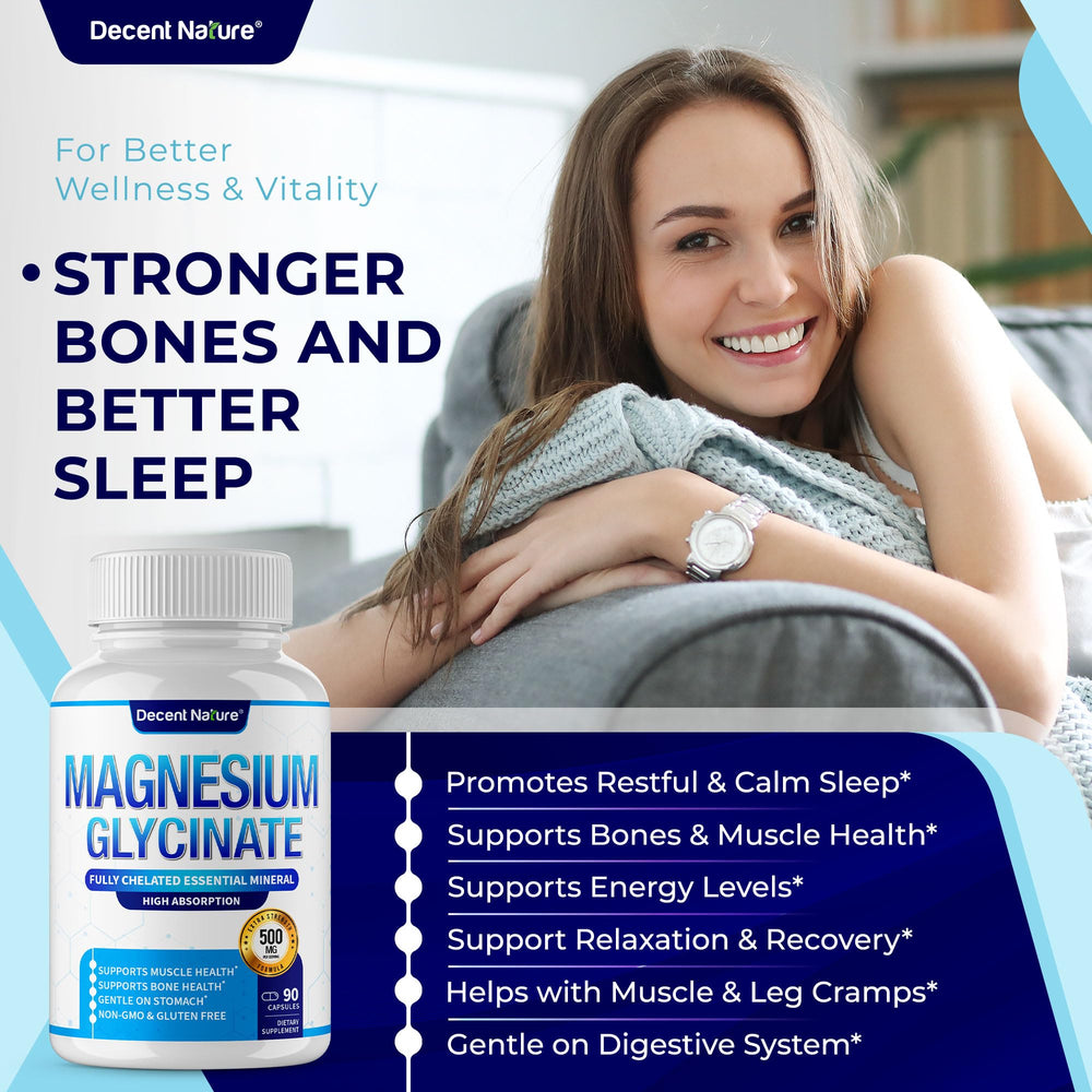 Illustration of bones and muscles supported by magnesium glycinate