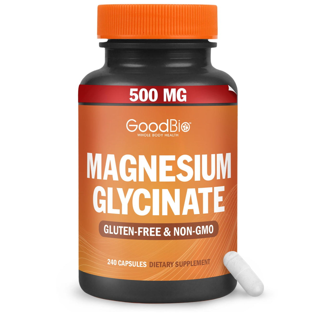 Magnesium Glycinate 500mg bottle front view